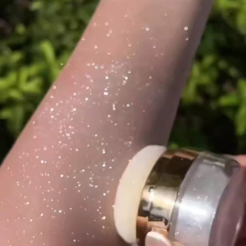 Sparkling Fairy Magic Dust, Pink Bridal Wedding Highlighter, Round Shape Body Flash Powder, Skin Tone Clavicle Disco Jumping Racket, Ideal for Arts & Performance